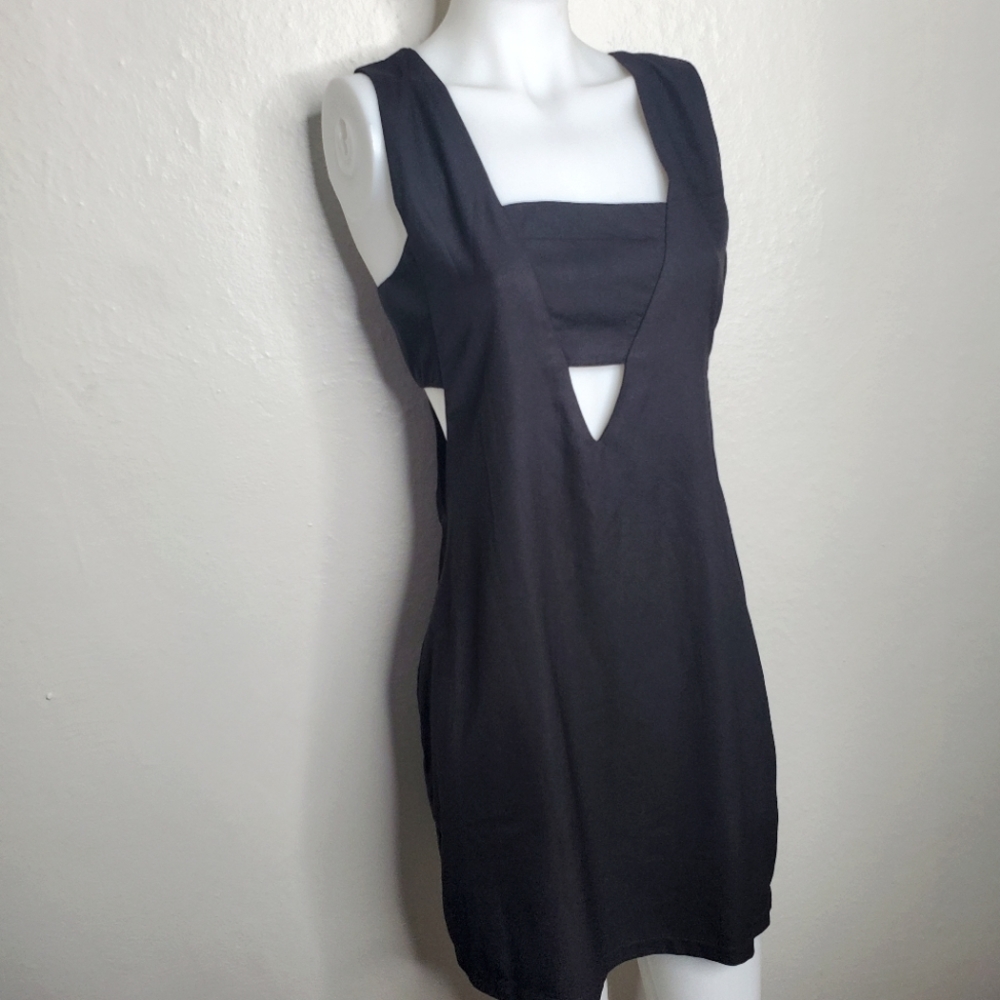 Tobi Black Bodycon Midi Dress Plunge Neck Cocktail